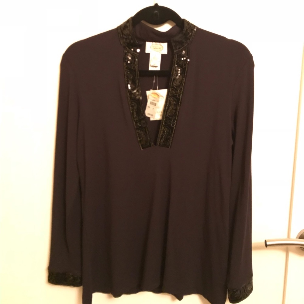 Talbots Black Sequence Dress Shirt